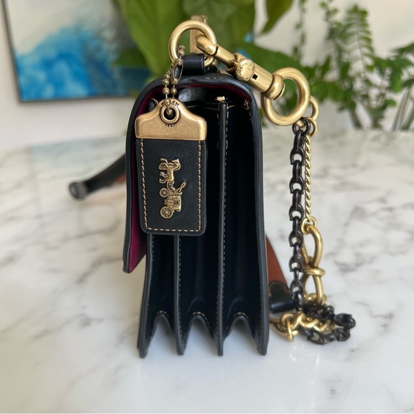 Coach 1941 Riley Top Handle 22 Signature Canvas Brass Tan Black 73937 Crossbody - Picture 4 of 16